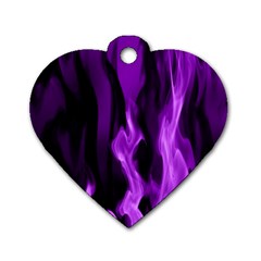 Smoke Flame Abstract Purple Dog Tag Heart (Two Sides)