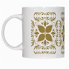 Illustrations Pattern Gold Floral Texture Design White Mugs by Pakrebo