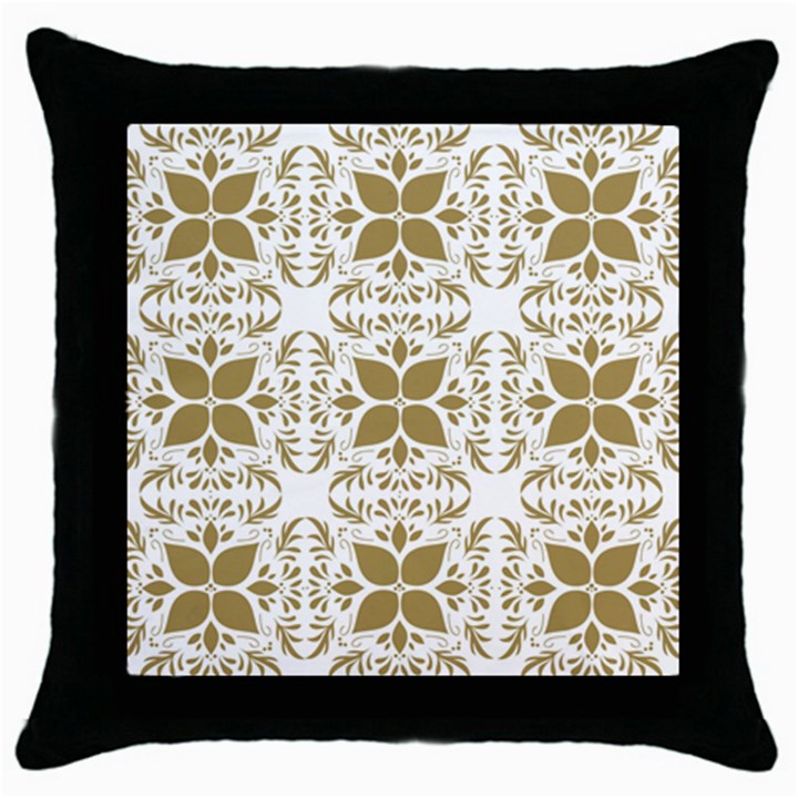 Illustrations Pattern Gold Floral Texture Design Throw Pillow Case (Black)