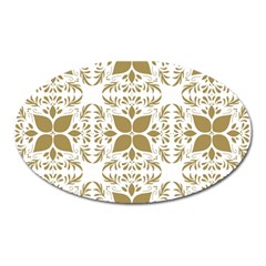 Illustrations Pattern Gold Floral Texture Design Oval Magnet by Pakrebo