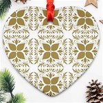 Illustrations Pattern Gold Floral Texture Design Heart Ornament (Two Sides) Front