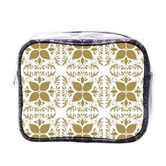 Illustrations Pattern Gold Floral Texture Design Mini Toiletries Bag (one Side) by Pakrebo