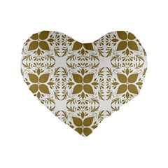 Illustrations Pattern Gold Floral Texture Design Standard 16  Premium Heart Shape Cushions by Pakrebo