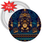 African Pattern 3  Buttons (10 pack)  Front