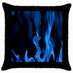 Smoke Flame Abstract Blue Throw Pillow Case (black) by Pakrebo