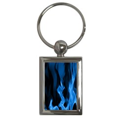 Smoke Flame Abstract Blue Key Chain (rectangle)