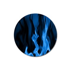 Smoke Flame Abstract Blue Magnet 3  (round) by Pakrebo