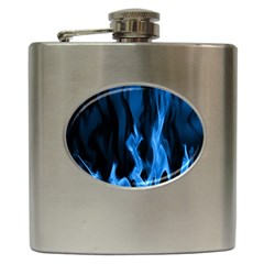 Smoke Flame Abstract Blue Hip Flask (6 Oz) by Pakrebo