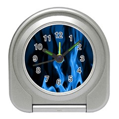 Smoke Flame Abstract Blue Travel Alarm Clock by Pakrebo