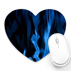 Smoke Flame Abstract Blue Heart Mousepads by Pakrebo