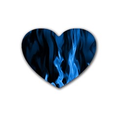 Smoke Flame Abstract Blue Heart Coaster (4 Pack)  by Pakrebo