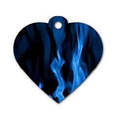 Smoke Flame Abstract Blue Dog Tag Heart (one Side) by Pakrebo