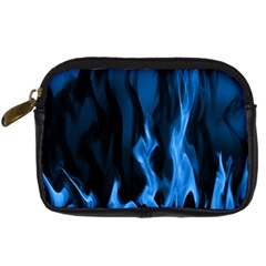 Smoke Flame Abstract Blue Digital Camera Leather Case by Pakrebo