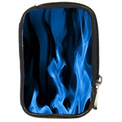 Smoke Flame Abstract Blue Compact Camera Leather Case by Pakrebo