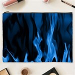 Smoke Flame Abstract Blue Cosmetic Bag (XXXL) Front