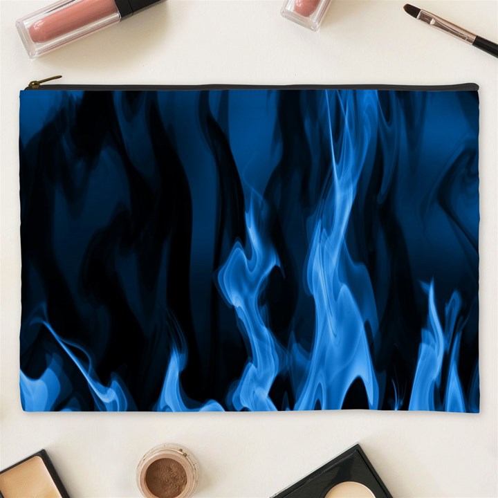 Smoke Flame Abstract Blue Cosmetic Bag (XXXL)