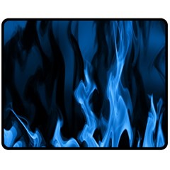 Smoke Flame Abstract Blue Double Sided Fleece Blanket (medium)  by Pakrebo