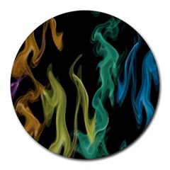 Smoke Rainbow Colors Colorful Fire Round Mousepads by Pakrebo