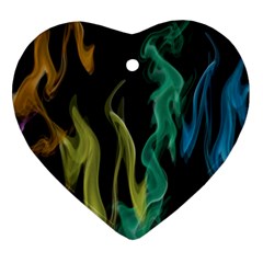 Smoke Rainbow Colors Colorful Fire Ornament (heart) by Pakrebo