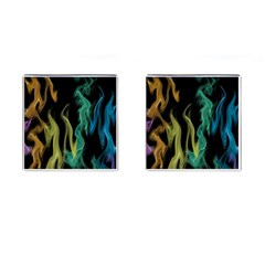 Smoke Rainbow Colors Colorful Fire Cufflinks (square) by Pakrebo