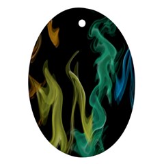 Smoke Rainbow Colors Colorful Fire Oval Ornament (two Sides) by Pakrebo