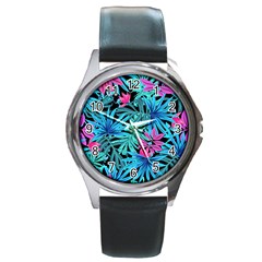 Leaves  Round Metal Watch