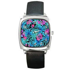 Leaves  Square Metal Watch