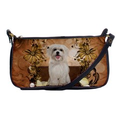 Cute Maltese Puppy With Flowers Shoulder Clutch Bag by FantasyWorld7