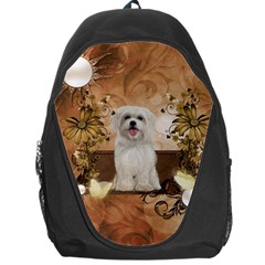 Cute Maltese Puppy With Flowers Backpack Bag by FantasyWorld7