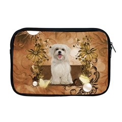 Cute Maltese Puppy With Flowers Apple Macbook Pro 17  Zipper Case by FantasyWorld7