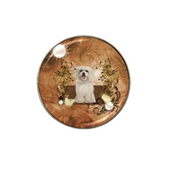 Cute Maltese Puppy With Flowers Hat Clip Ball Marker (10 Pack) by FantasyWorld7