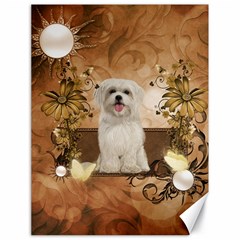 Cute Maltese Puppy With Flowers Canvas 18  X 24  by FantasyWorld7