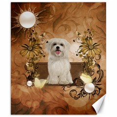 Cute Maltese Puppy With Flowers Canvas 20  X 24  by FantasyWorld7