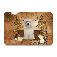 Cute Maltese Puppy With Flowers Plate Mats by FantasyWorld7