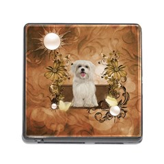 Cute Maltese Puppy With Flowers Memory Card Reader (square 5 Slot) by FantasyWorld7