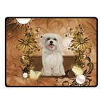 Cute Maltese Puppy With Flowers Fleece Blanket (Small) 50 x40  Blanket Front