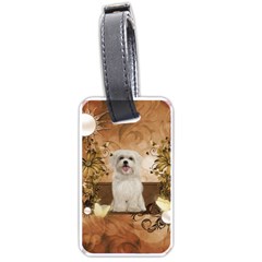 Cute Maltese Puppy With Flowers Luggage Tag (one Side) by FantasyWorld7