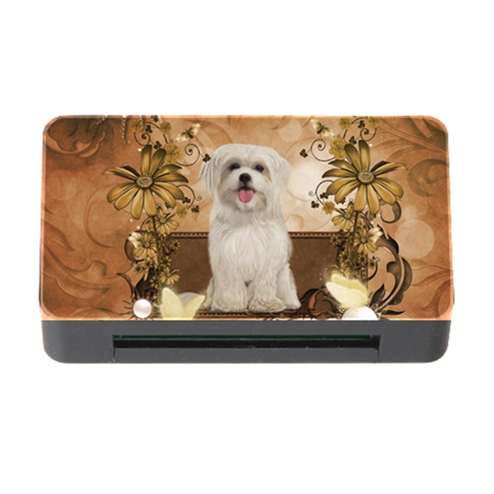 Cute Maltese Puppy With Flowers Memory Card Reader with CF