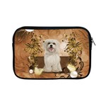 Cute Maltese Puppy With Flowers Apple iPad Mini Zipper Cases Front