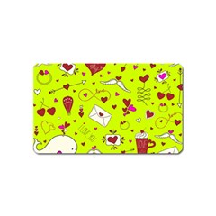 Valentin s Day Love Hearts Pattern Red Pink Green Magnet (name Card) by EDDArt