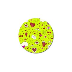 Valentin s Day Love Hearts Pattern Red Pink Green Golf Ball Marker (4 Pack) by EDDArt