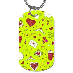 Valentin s Day Love Hearts Pattern Red Pink Green Dog Tag (two Sides) by EDDArt