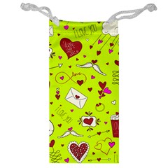 Valentin s Day Love Hearts Pattern Red Pink Green Jewelry Bag by EDDArt