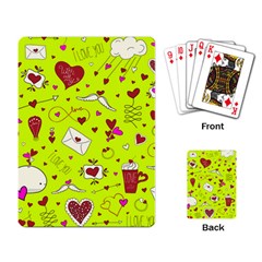 Valentin s Day Love Hearts Pattern Red Pink Green Playing Cards Single Design (rectangle) by EDDArt