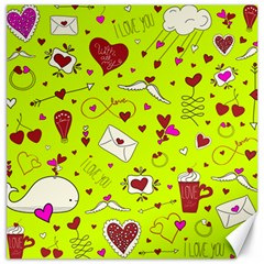 Valentin s Day Love Hearts Pattern Red Pink Green Canvas 12  X 12  by EDDArt