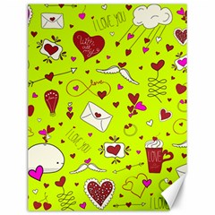 Valentin s Day Love Hearts Pattern Red Pink Green Canvas 12  X 16  by EDDArt