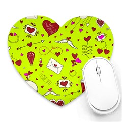 Valentin s Day Love Hearts Pattern Red Pink Green Heart Mousepads by EDDArt