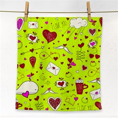 Valentin s Day Love Hearts Pattern Red Pink Green Face Towel by EDDArt