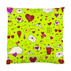 Valentin s Day Love Hearts Pattern Red Pink Green Standard Cushion Case (two Sides) by EDDArt