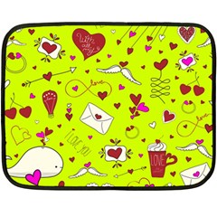 Valentin s Day Love Hearts Pattern Red Pink Green Fleece Blanket (mini) by EDDArt